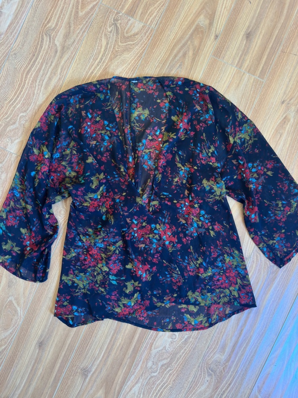 Floral Sheer Kimono Black Flower Top